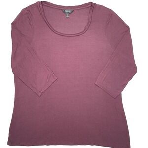 Simply‎ Vera Wang Shirt Womens XL Purple 3/4 Sleeve Modal Stretch Casual Top